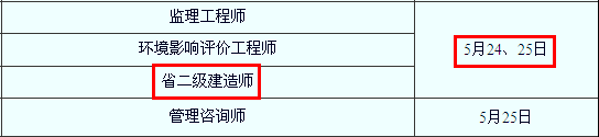 2014年蘇州二級(jí)建造師考試時(shí)間為：5月24、25日