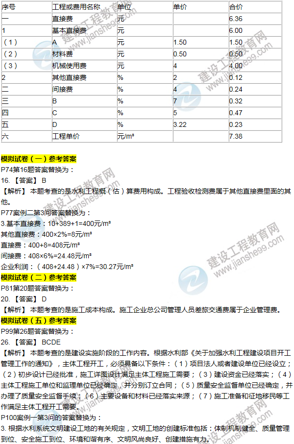 2016一建水利《歷年詳解與專家預(yù)測試卷》勘誤