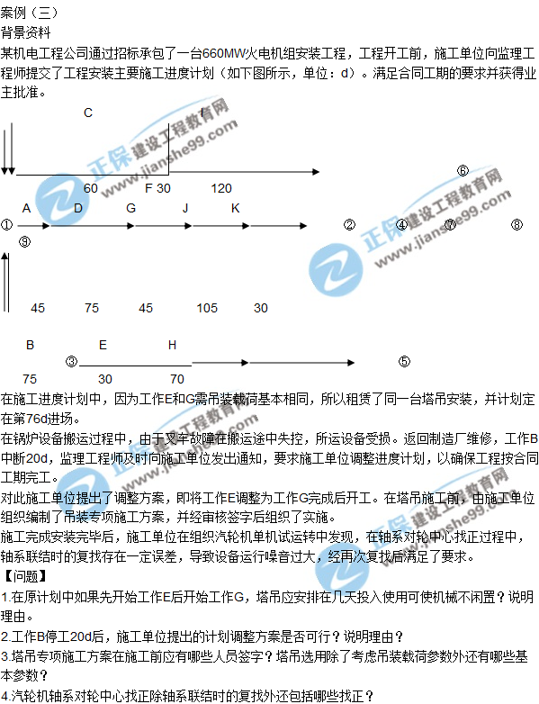 2017一級建造師《機(jī)電實務(wù)》試題及答案（案例三）