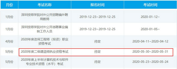 廣東深圳2020年二級建造師考試時(shí)間