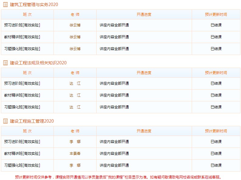 二級(jí)建造師課程更新進(jìn)度查看