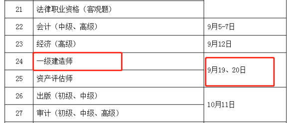 一建考試時間