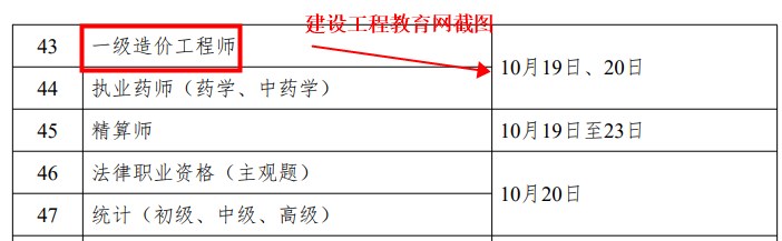 一級(jí)造價(jià)師考試時(shí)間