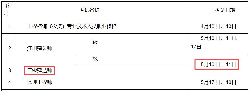 2025年江蘇二級(jí)建造師考試時(shí)間5月10日、11日